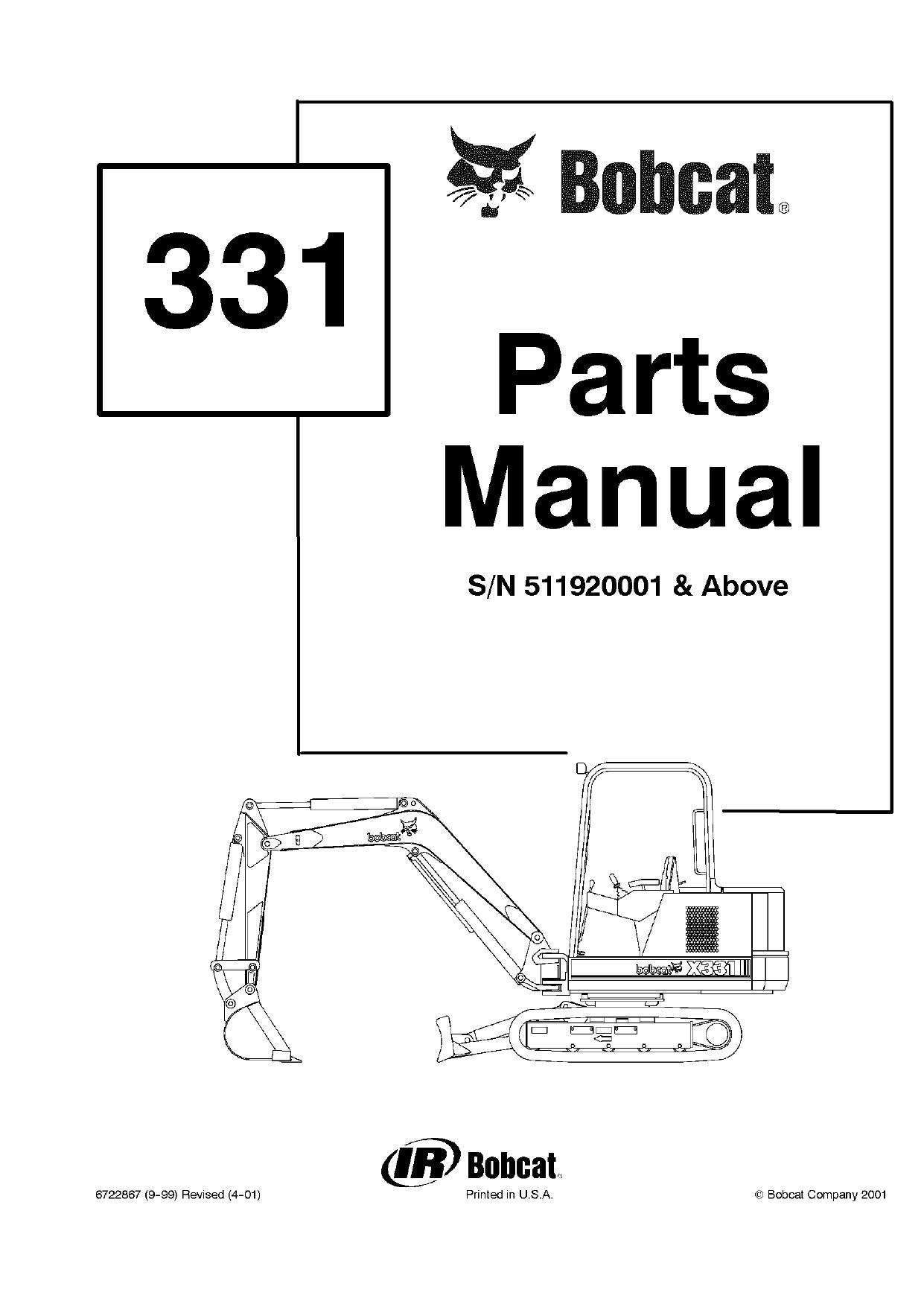 331 C Excavator parts manual Bobcat